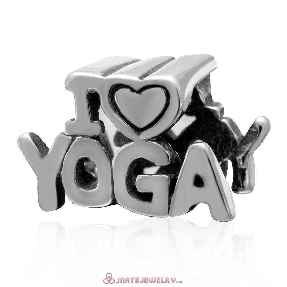 I Love Yoga Meditation Exercise Charm 925 Sterling Silver European Bead