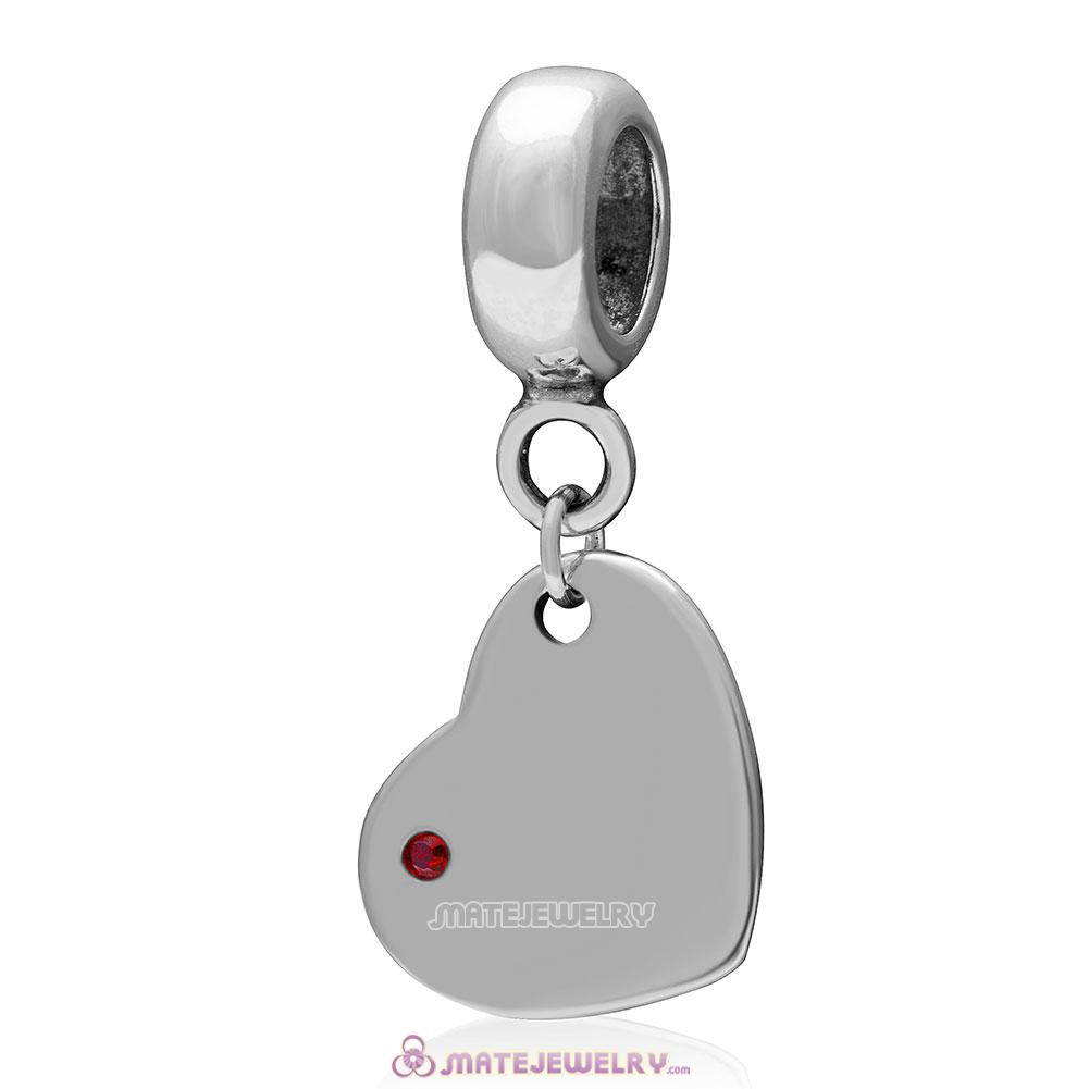 Heart Love Red Cz Charm 925 Sterling Silver Pendant 