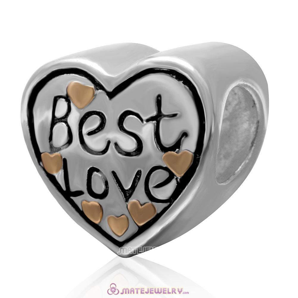 Best Love 925 Sterling Silver Gold Plated Heart Bead