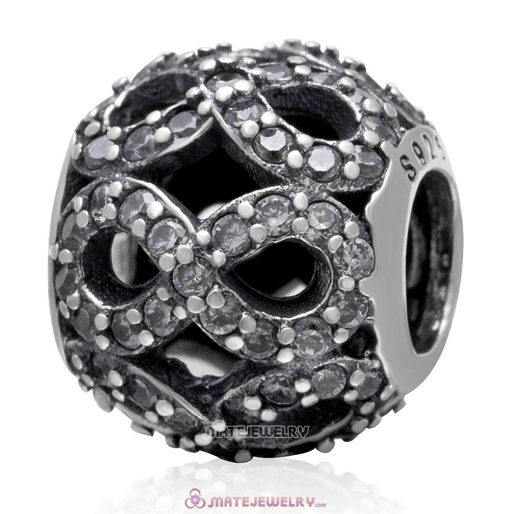 Infinite Charm 925 Sterling Silver with Clear Cz Bead 