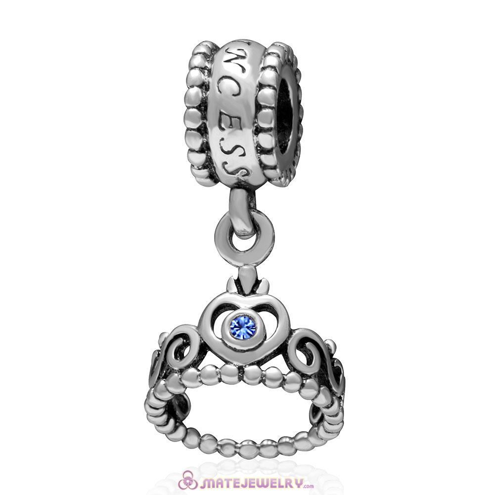 European Sterling My Princess Dangle With Sapphire Austrian Crystal