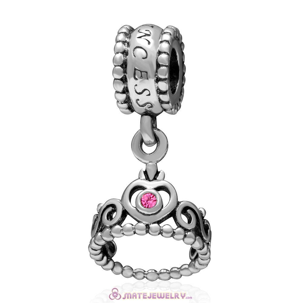 European Sterling My Princess Dangle With Rose Austrian Crystal