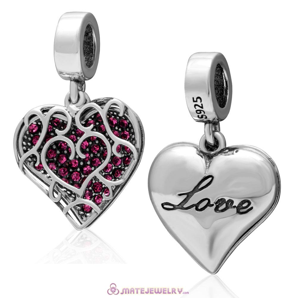 Rose Crystal Love Charm 925 Sterling Silver Pendant