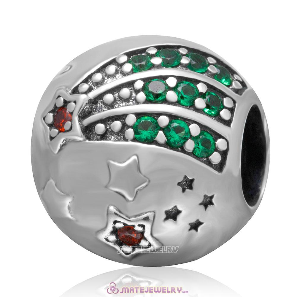 Shining Star Charm 925 Sterling Silver Colorful Stone Bead