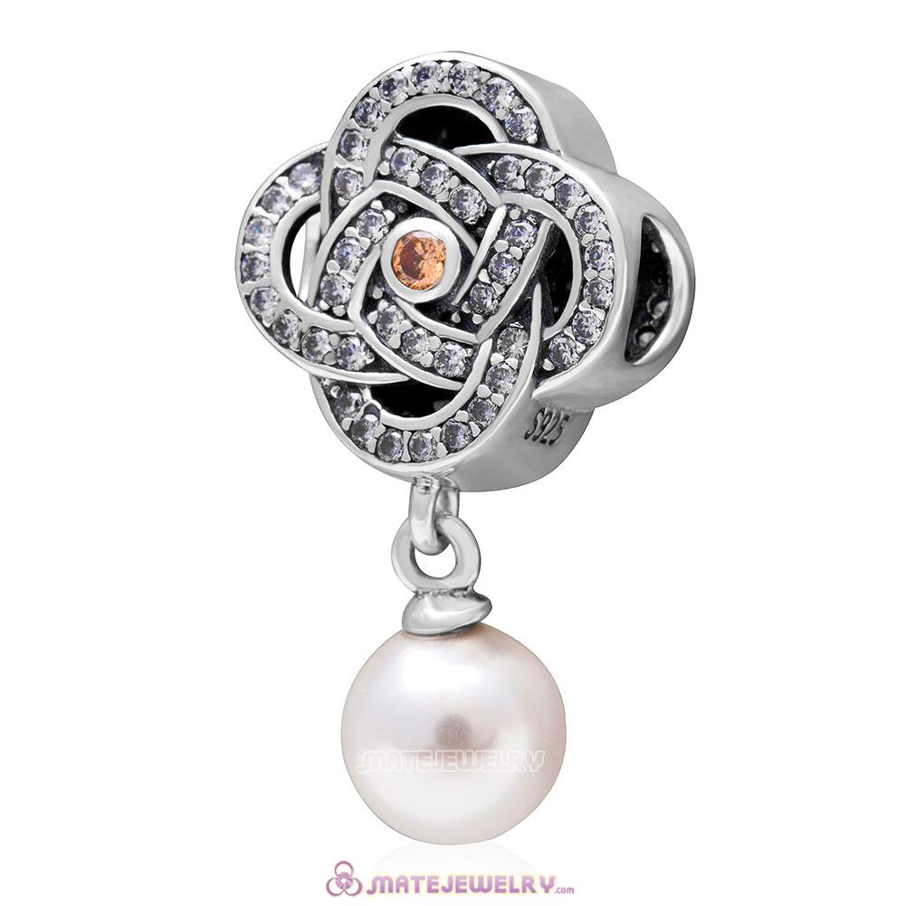 Entwined Charm 925 Sterling Silver Pearl Dangle Bead