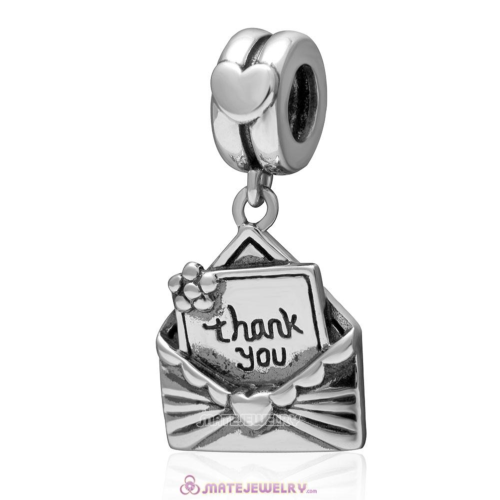Thank You Love Charm 925 Sterling Silver Envelope Pendant