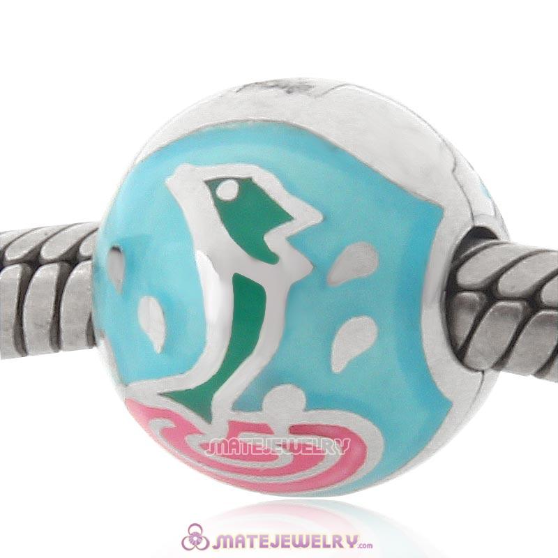 925 Sterling Silver Jumping Fish Clip Lock Charm Bead