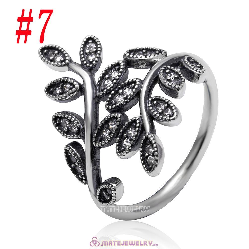 Sparkling Leave Ring Sterling Silver with Clear CZ