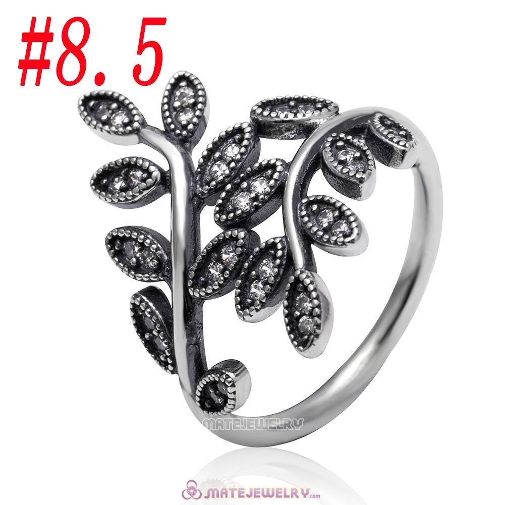 Sparkling Leave Ring Sterling Silver with Clear CZ