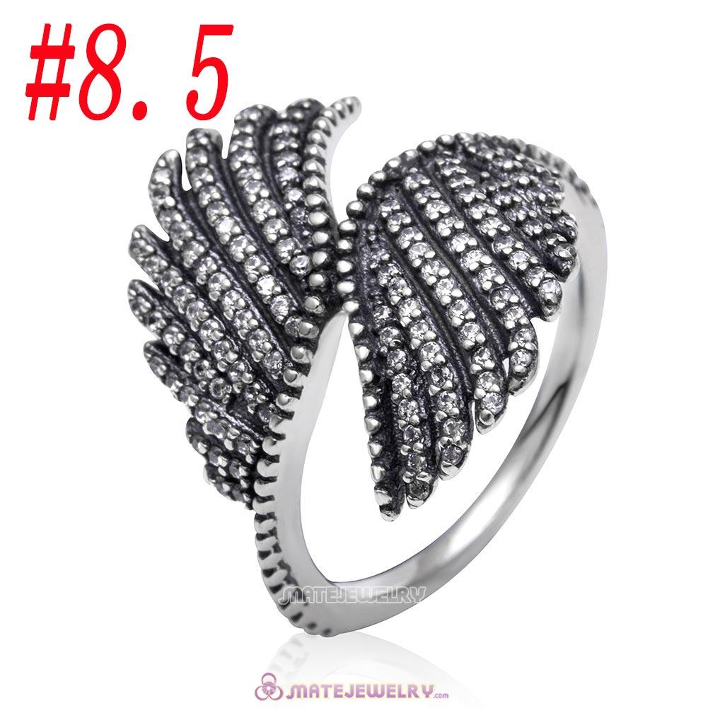 Majestic Feathers Ring Sterling Silver with Clear CZ