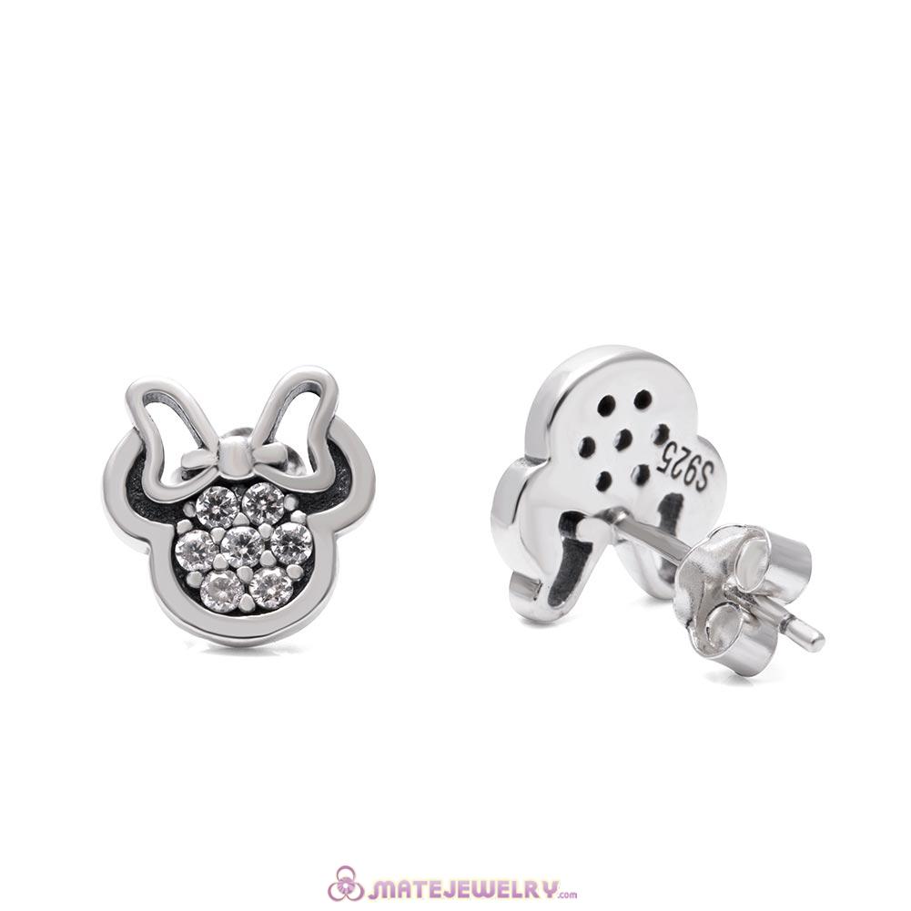 Dazzling Minnie Stud Earrings with Clear CZ Sterling Silver