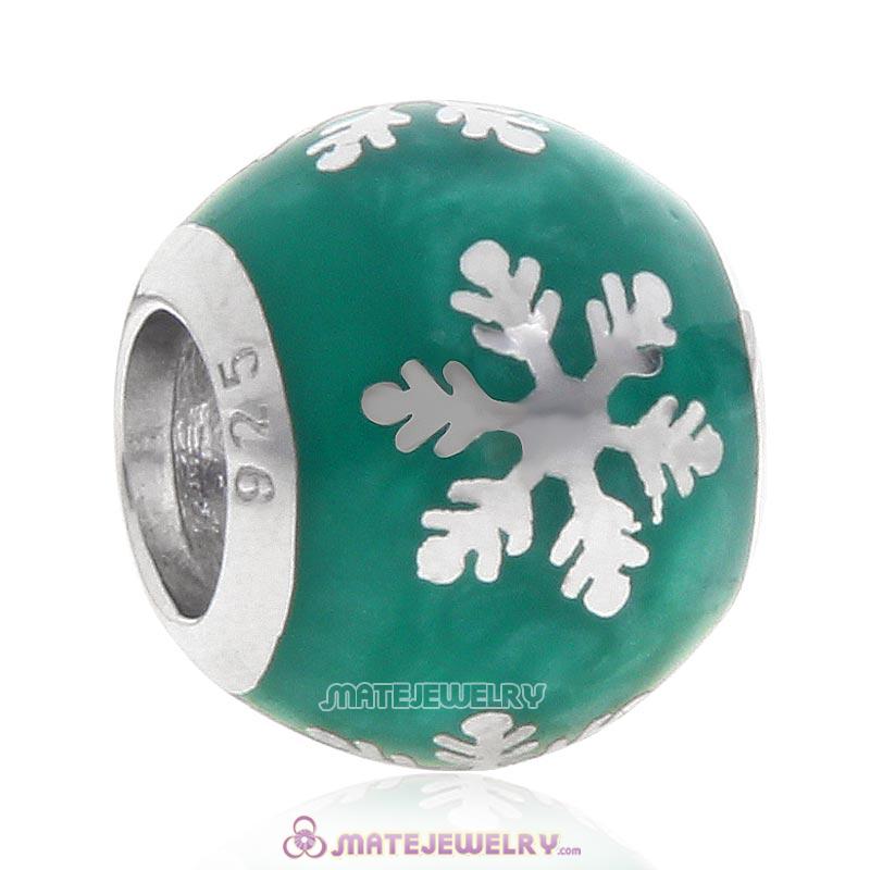 Merry Christmas Frozen Snowflake Enamel Bead 925 Silver