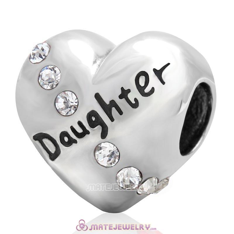 Clear Crystal Daughter Heart Love Bead