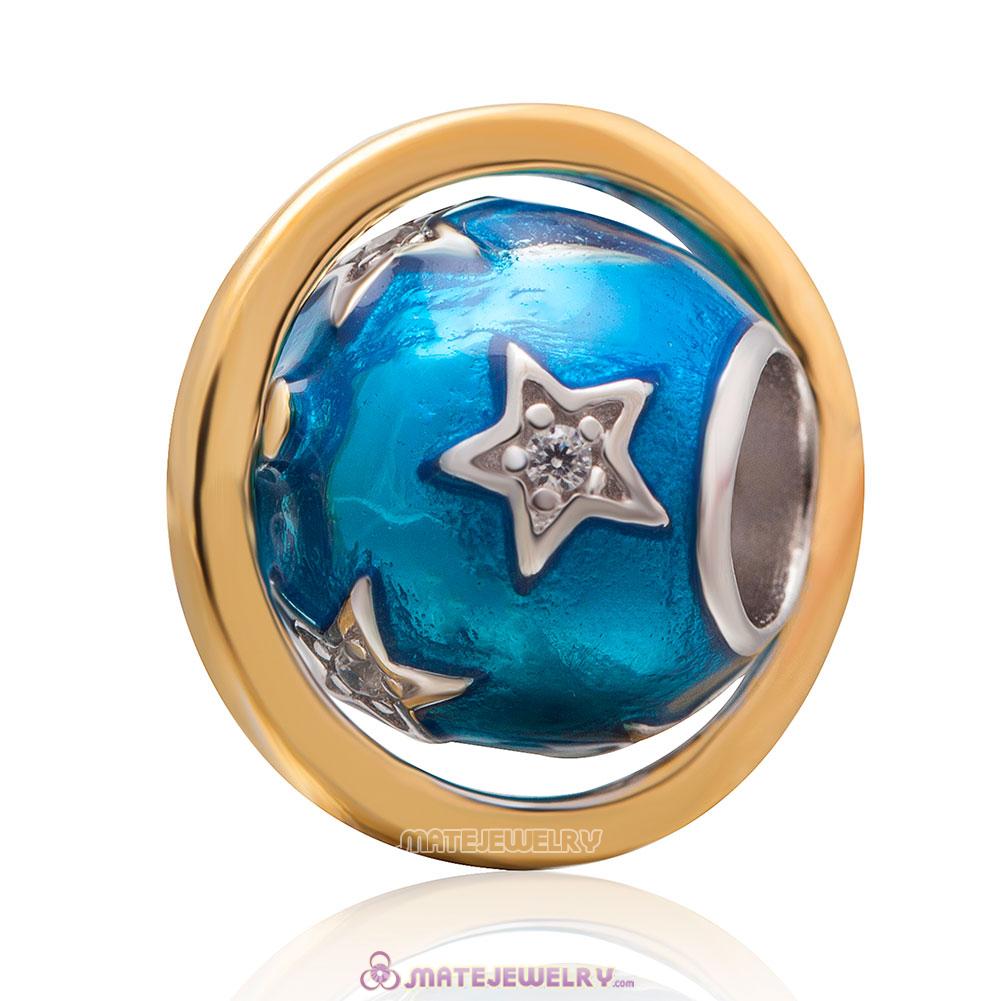 Blue Earth Charm with Gold Plated