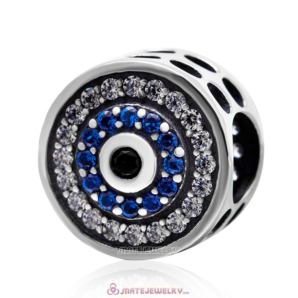 Blue Watchful Eye Charm Bead with Blue CZ