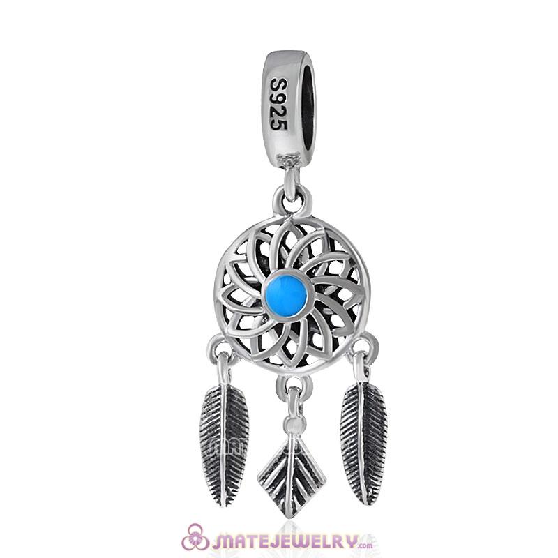 Dreamcatcher with Enamel Antique Sterling Silver Charms