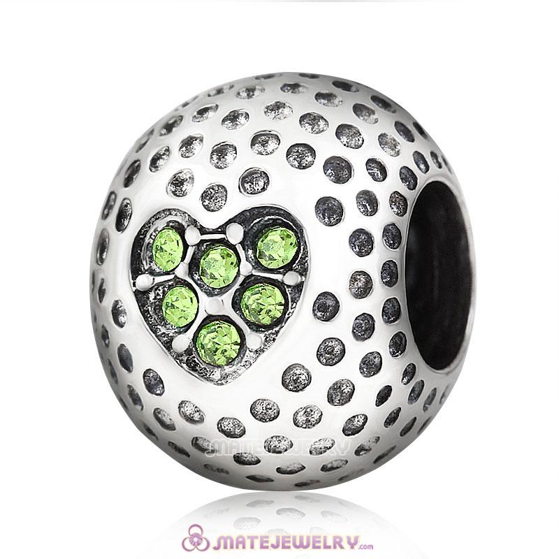 Peridot Crystal Golf Ball Charm Beads