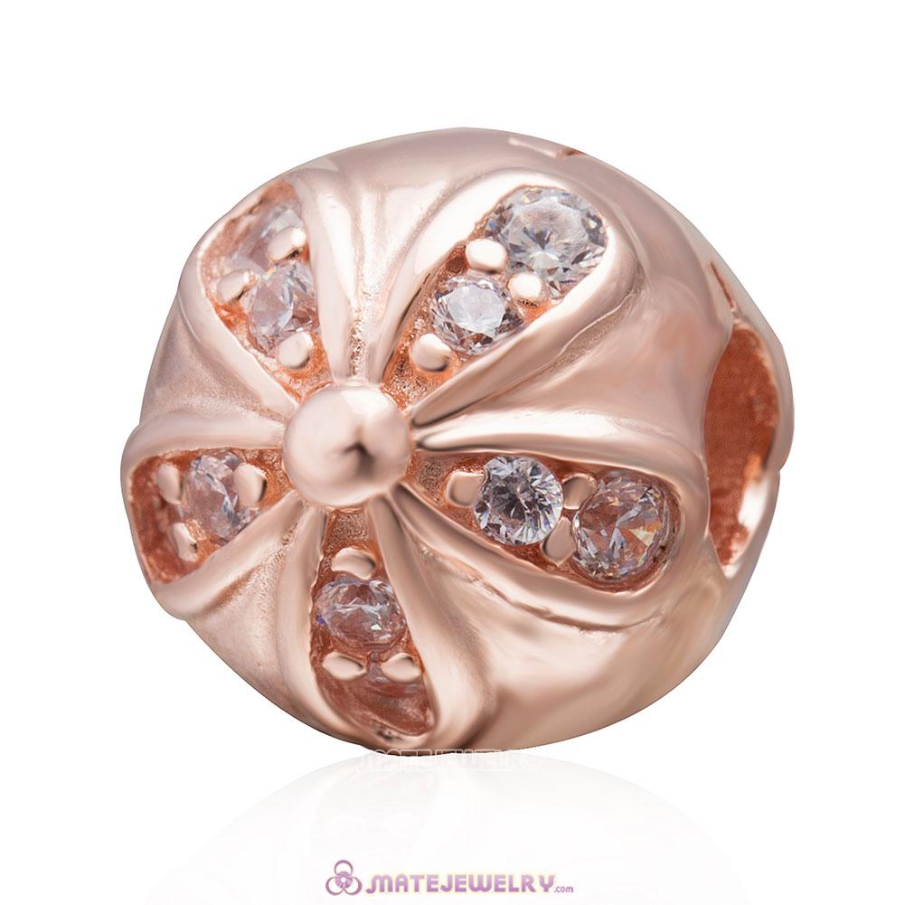 Rose Gold Dazzling Daisies with Clear CZ Clip Charm