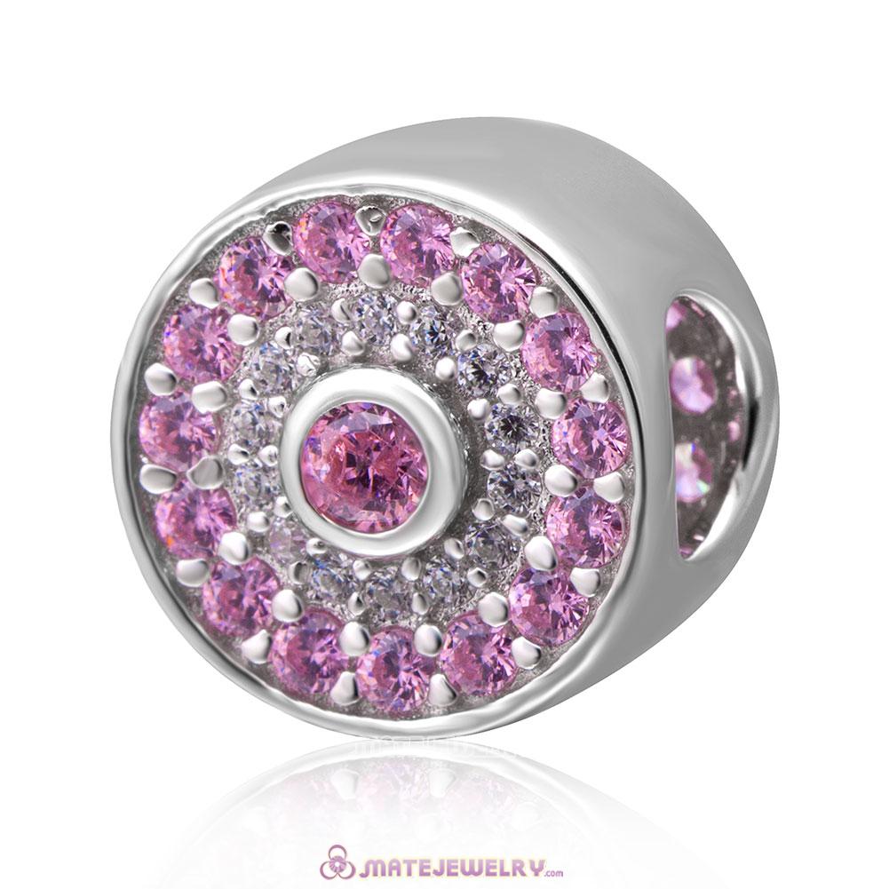 Cubic Zirconia Candy Pink Charm Bead