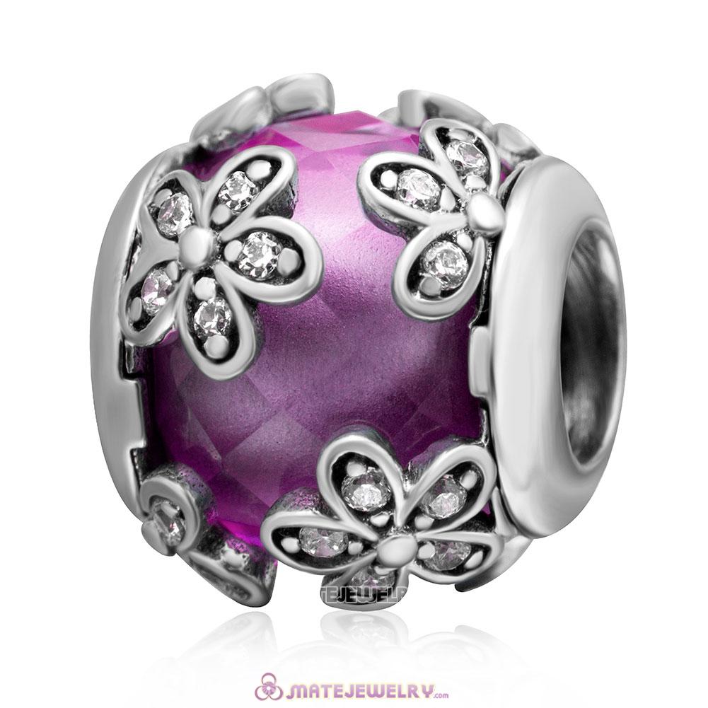 Purple Rhinestones Dazzling Daisy Flower Charm
