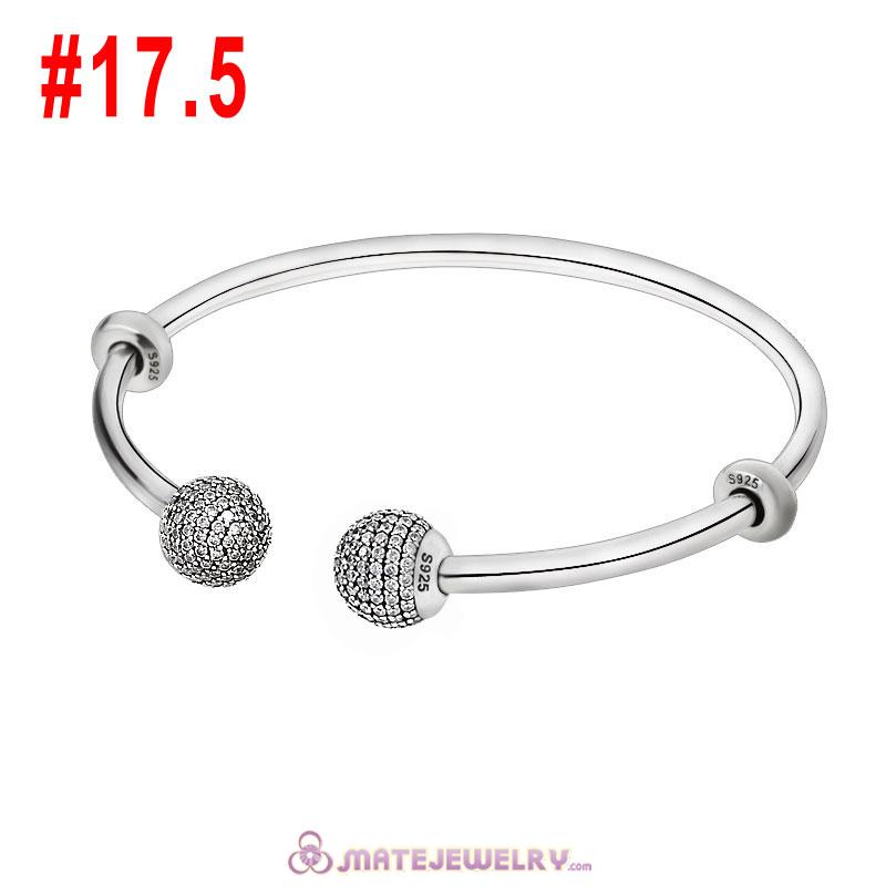 Adjustable Open Bangle 925 Sterling Silver with Gemstone Ball