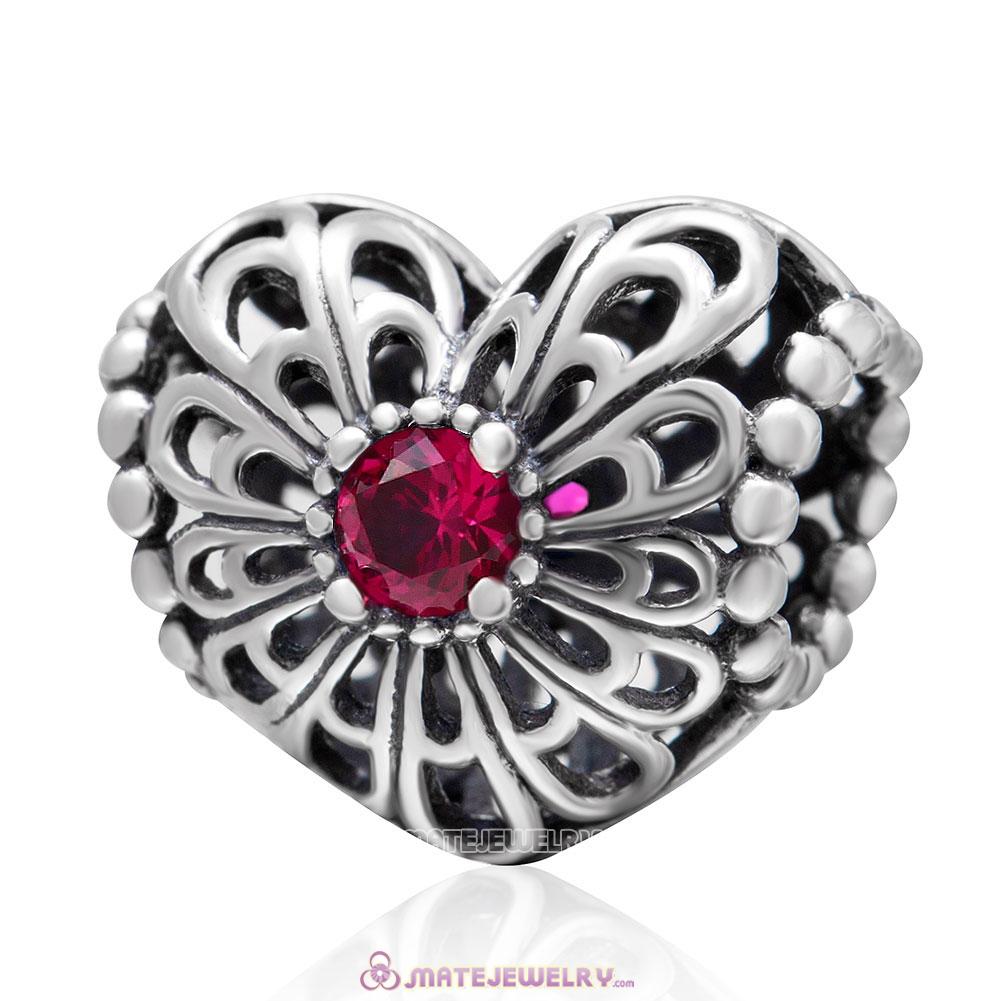 Open your Heart Charm with Fuchsia Stone