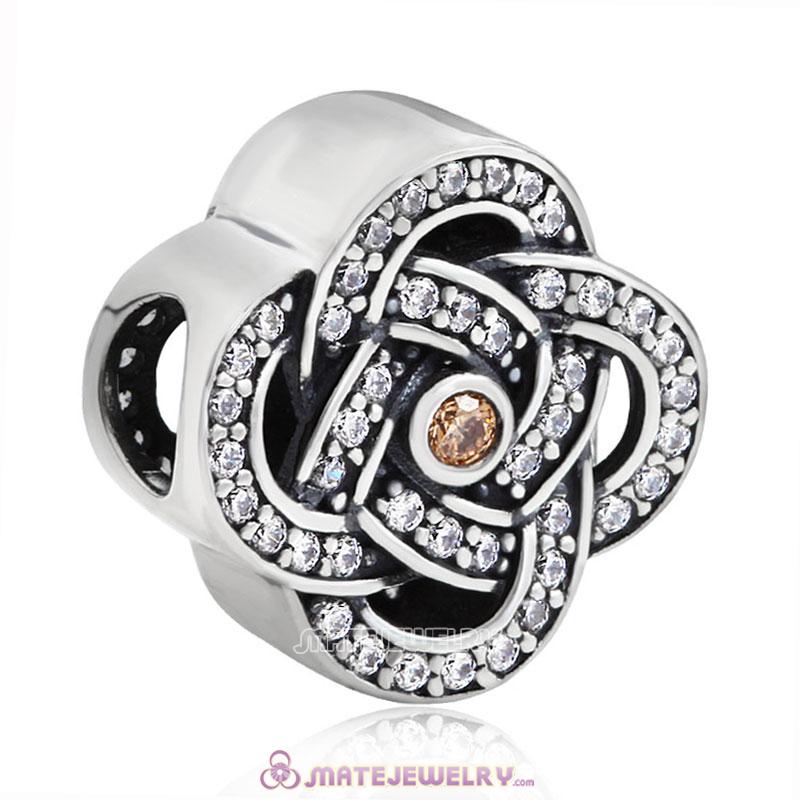 Entwined Charm 925 Sterling Silver Zircon Bead
