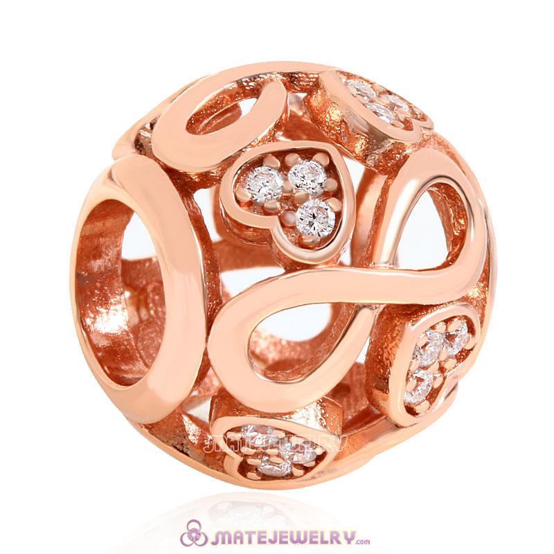 Infinite Love Charm Rose Gold 925 Sterling Silver with White Stones