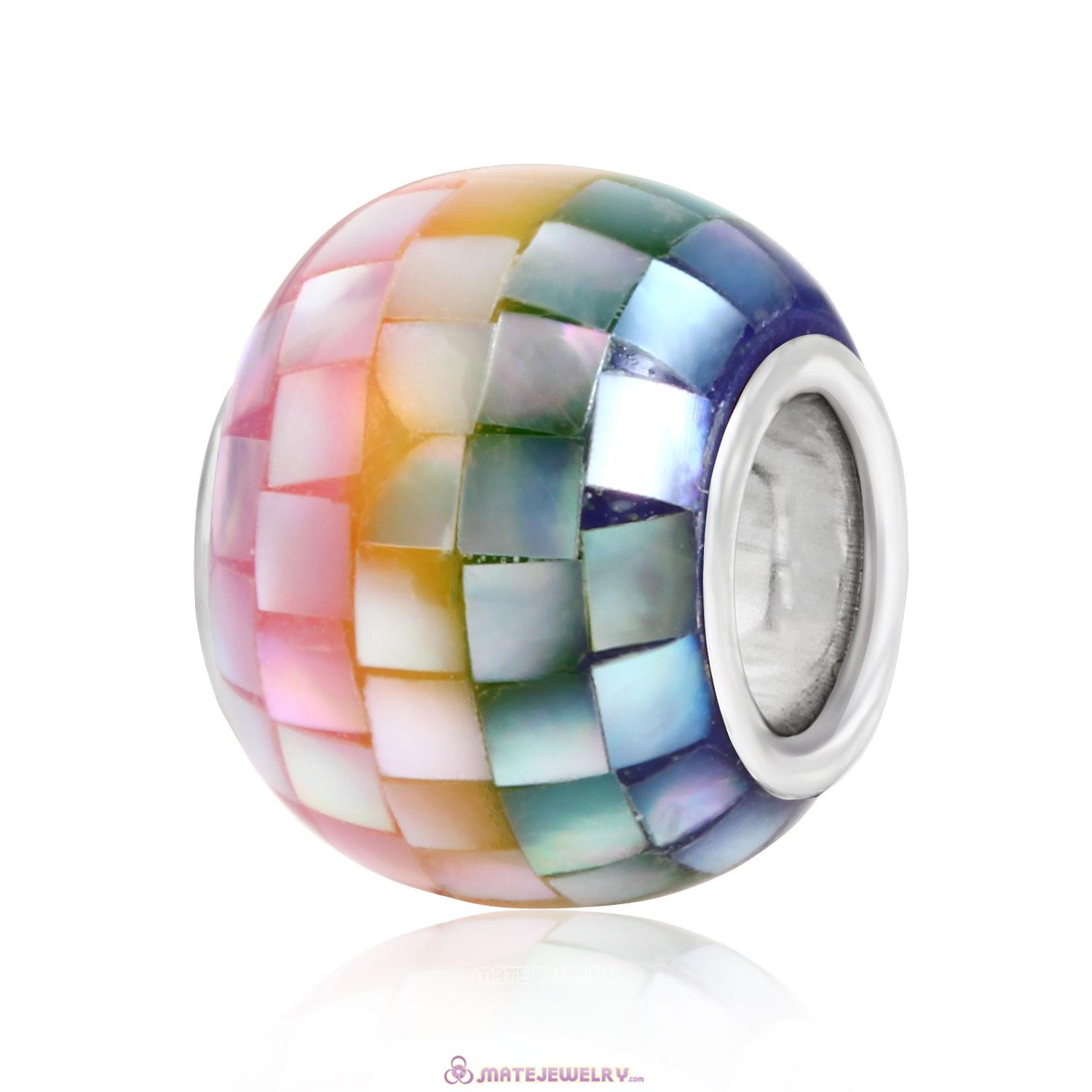 925 Sterling Silver Core Mosaic Charm Beads