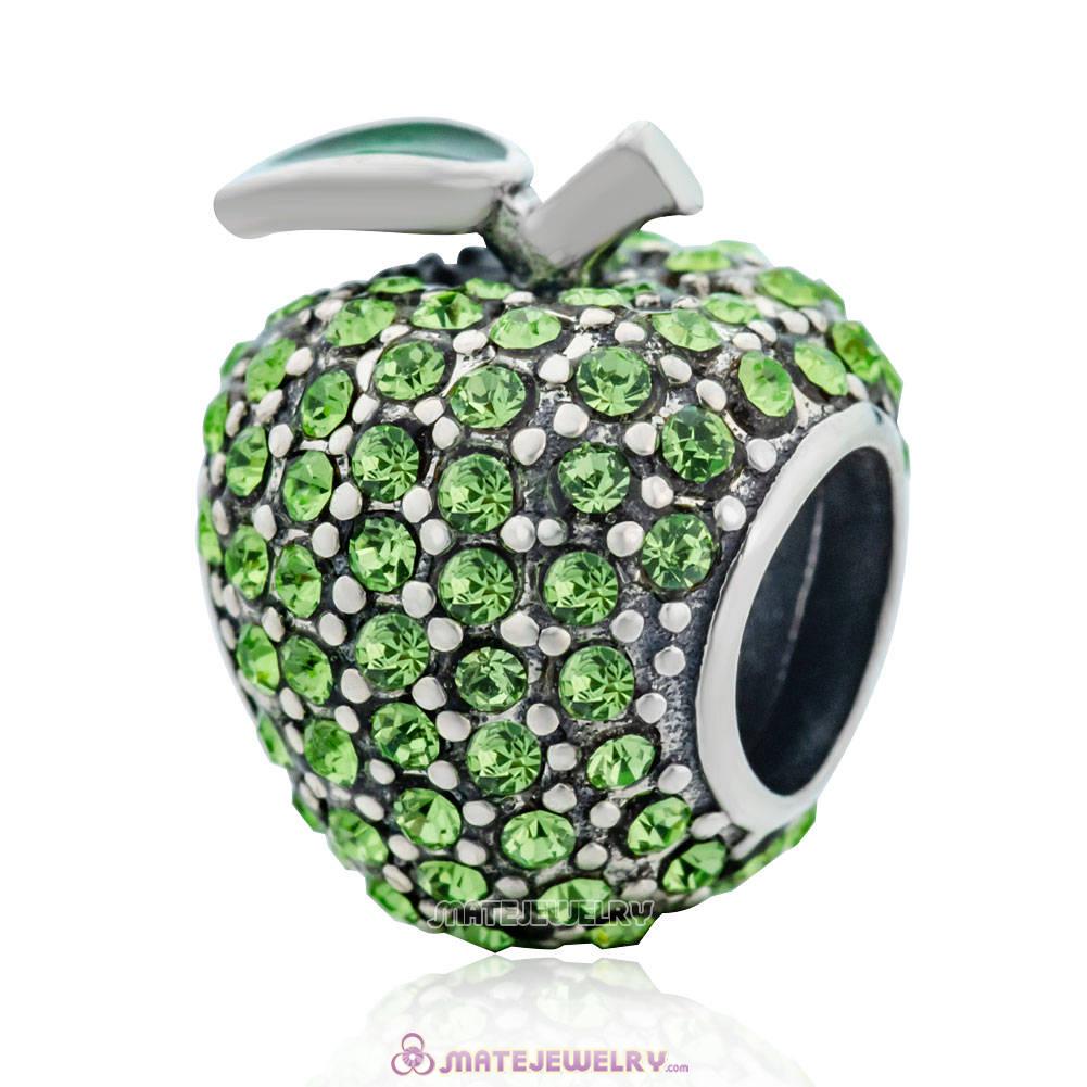 Sweet Sparkling Apple Charm with Green Crystal