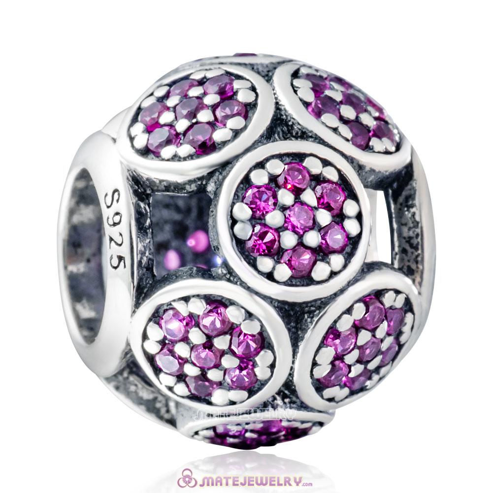 925 Sterling Silver Whimsical Lights Charm with Fuchsia Zircon
