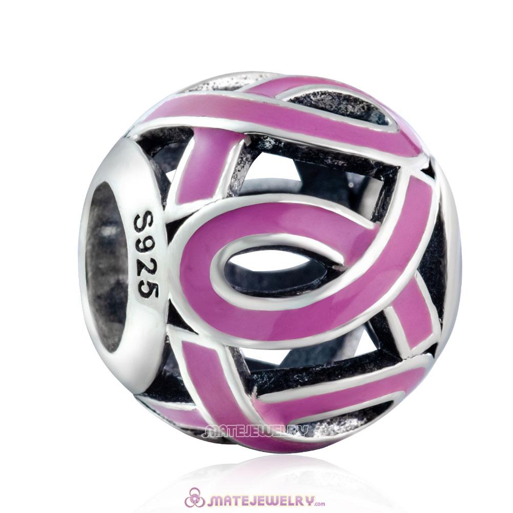 925 Sterling Silver Pink Ribbon Cancer Charm