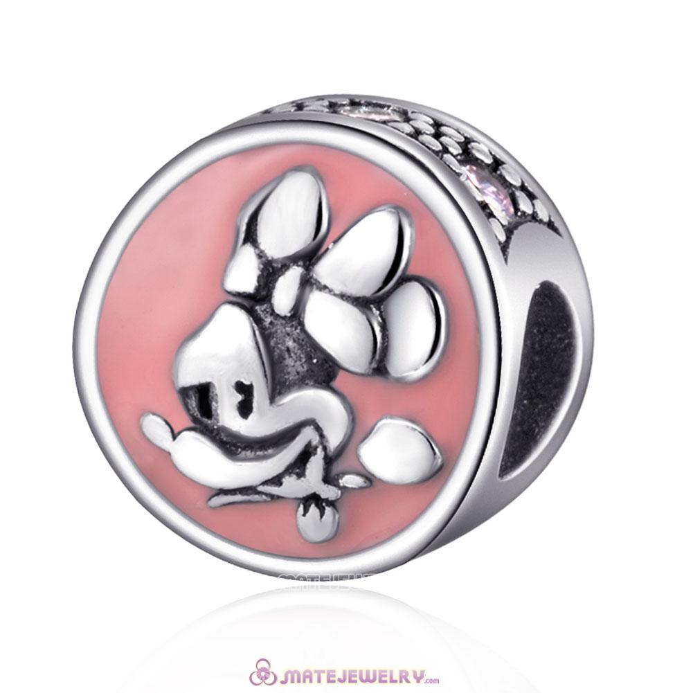 Silver Minnie Mouse Charms with Pink Enamel