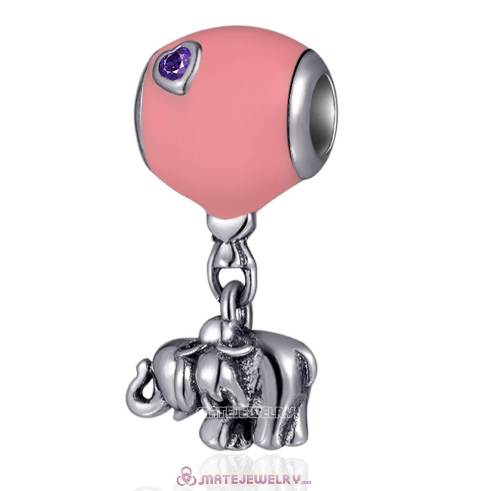 Silver Elephant and Pink Ballon Charms