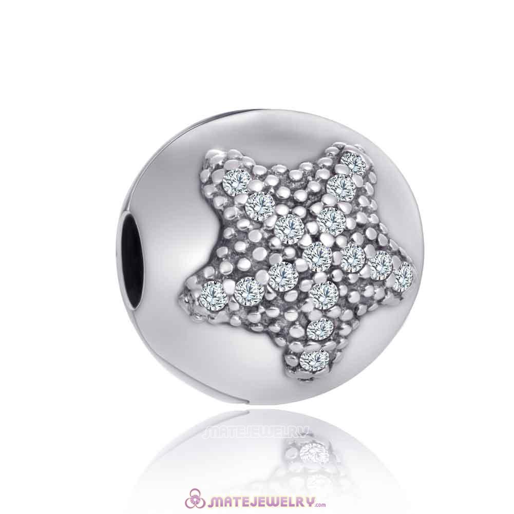925 Silver European Starfish Clip Charm Beads