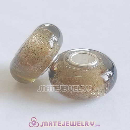 European Brown Murano Glass Beads with 925 Silver Core