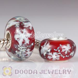 European Style Snowflake Glass Beads with Silver Shatter