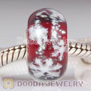 European Style Snowflake Glass Beads with Silver Shatter