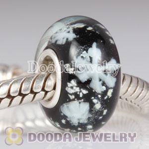 European Style Snowflake Glass Beads with Silver Shatter