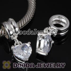 Sterling Silver Clear Heart Charm Beads
