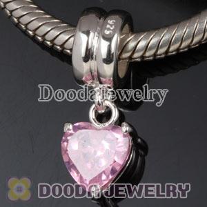 Sterling Silver Pink Heart Charm Beads