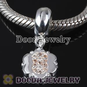 European Style Digit Charms Dangle Number 8 Bead with CZ Stone