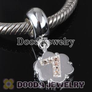 European Style Digit Charms Dangle Number 7 Bead with CZ Stone