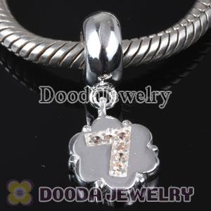 European Style Digit Charms Dangle Number 7 Bead with CZ Stone