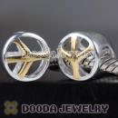 Gold Plated Peace Sterling Silver Charm Beads fit on European Largehole Jewelry Bracelet