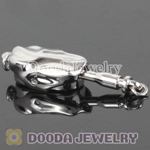 9.3X19.6mm Fishhook Pearl Clasp Rhodium Plated Sterling Silver