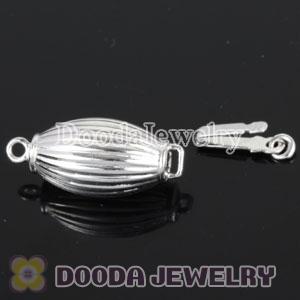 Fishhook Pearl Clasp Rhodium Plated Oval 8X20mm Sterling Silver