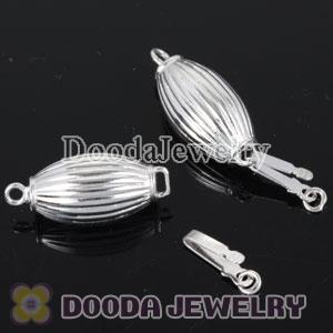 Fishhook Pearl Clasp Rhodium Plated Oval 8X20mm Sterling Silver