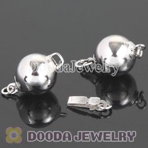 Fishhook Pearl Clasp Ball Dia.10mm Rhodium Plated Sterling Silver
