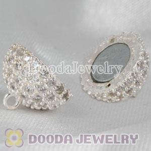 Sterling Silver Magnetic Round Clasp 15mm with Austrian crystal